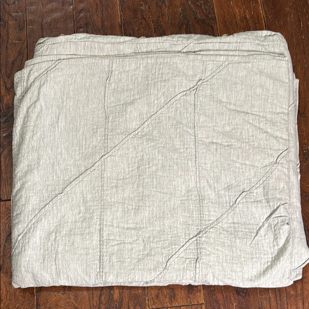 West Elm Pleated Grid Heather Gray King/Cal King Duvet/Sham